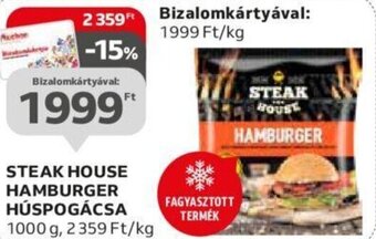 Auchan STEAK HOUSE HAMBURGER HÚSPOGÁCSA 1000 g ajánlat
