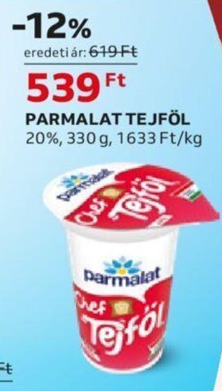 Auchan PARMALAT TEJFÖL 20%, 330 g ajánlat