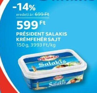 Auchan PRÉSIDENT SALAKIS KRÉMFEHÉR SAJT 150 g ajánlat