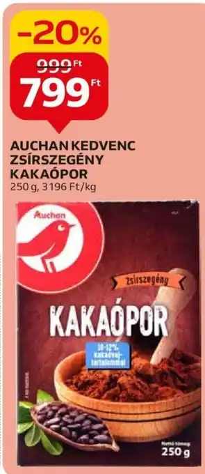 AUCHAN KEDVENC ZSÍRSZEGÉNY KAKAÓPOR 250 g