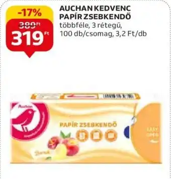 Auchan AUCHAN KEDVENC PAPÍR ZSEBKENDŐ 100 db ajánlat