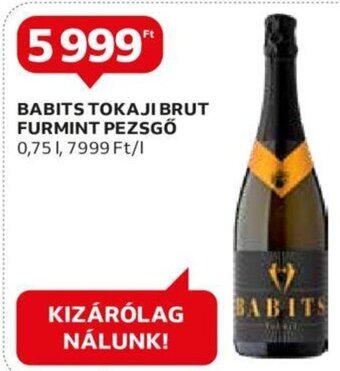Auchan BABITS TOKAJI BRUT FURMINT PEZSGŐ 0,75 l ajánlat