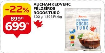 Auchan AUCHAN KEDVENC FÉLZSÍROS RÖGÖS TÚRÓ 500 g ajánlat