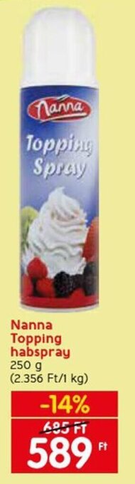 Spar Nanna Topping habspray 250 g ajánlat