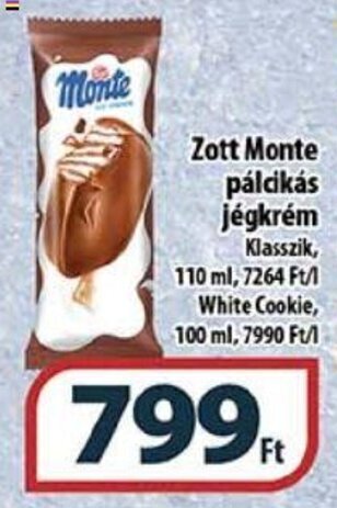 Coop Zott Monte pálcikás jégkrém 110 / 100 ml ajánlat
