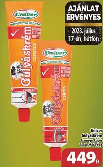 Coop Univer Gulyáskrém 160 g ajánlat