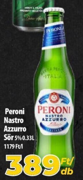 Coop Peroni Nastro Azzurro Sör 0,33 l ajánlat