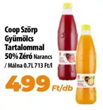 Coop Coop Szörp Gyümölcs Tartalommal 50% Zéró 0,7 l ajánlat