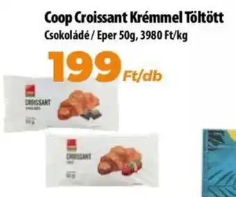 Coop Coop Croissant Krémmel Töltött 50 Coop Croissant Krémmel Töltött Csokoládé/Eper 50g, 3980 Ft/kg ajánlat