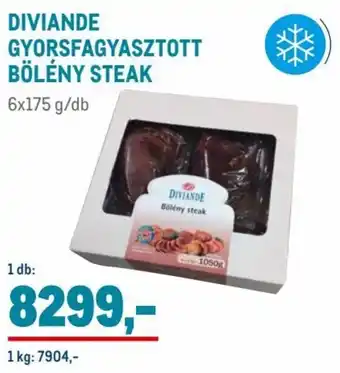 DIVIANDE GYORSFAGYASZTOTT BÖLÉNY STEAK, 6x175/db, 1db