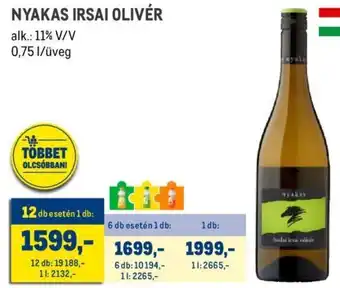 Metro NYAKAS IRSAI OLIVER 0,75 l ajánlat