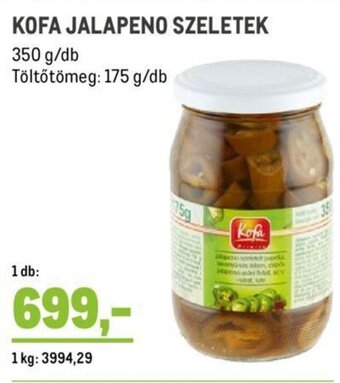 Metro KOFA JALAPENO SZELETEK 350 / 175 g ajánlat