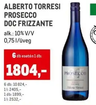 Metro ALBERTO TORRESI PROSECCO DOC FRIZZANTE 0,75 l ajánlat
