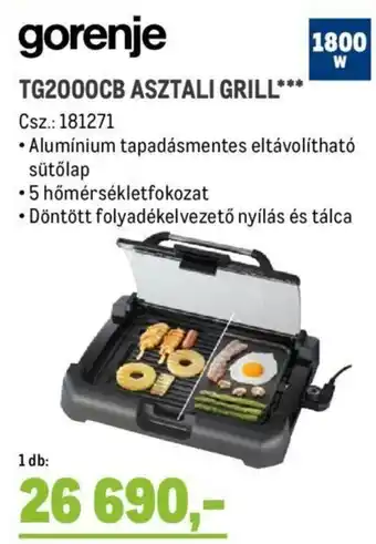Metro TG2000CB ASZTALI GRILL 1 db ajánlat