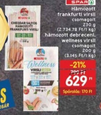 Interspar Hámozott frankfurti virsli stb. 230 / 200 g ajánlat