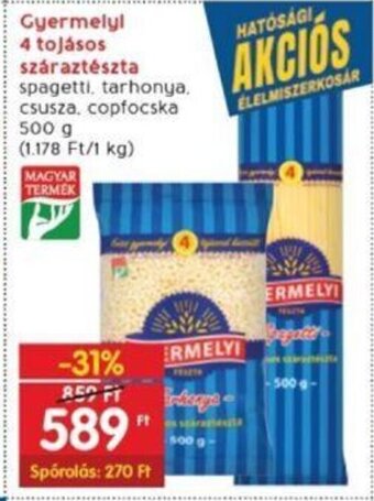 Interspar Gyermelyl 4 tojásos száraztészta 500 g ajánlat