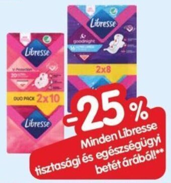 Minden Libresse tisztasági és egészségügyi betét árából!