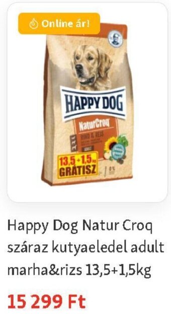 Happy Dog Natur Croq száraz kutyaeledel adult marha&rizs 13,5 + 1,5 kg