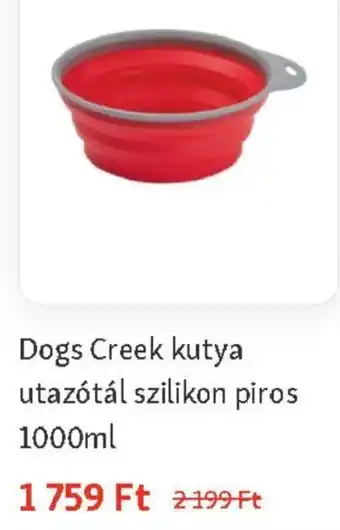 Dogs Creek kutya utazótál szilikon piros 1000 ml