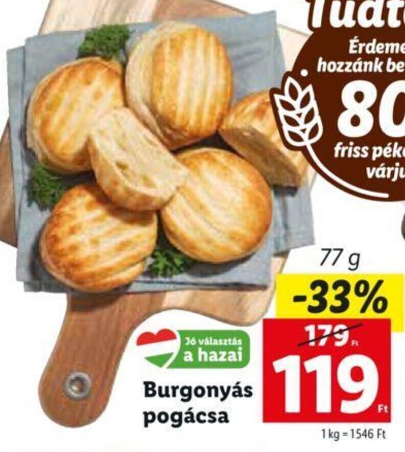 Lidl Burgonyás pogácsa 77 g ajánlat