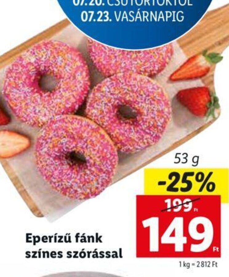 Lidl Eperízű fánk színes szórással 53 g ajánlat