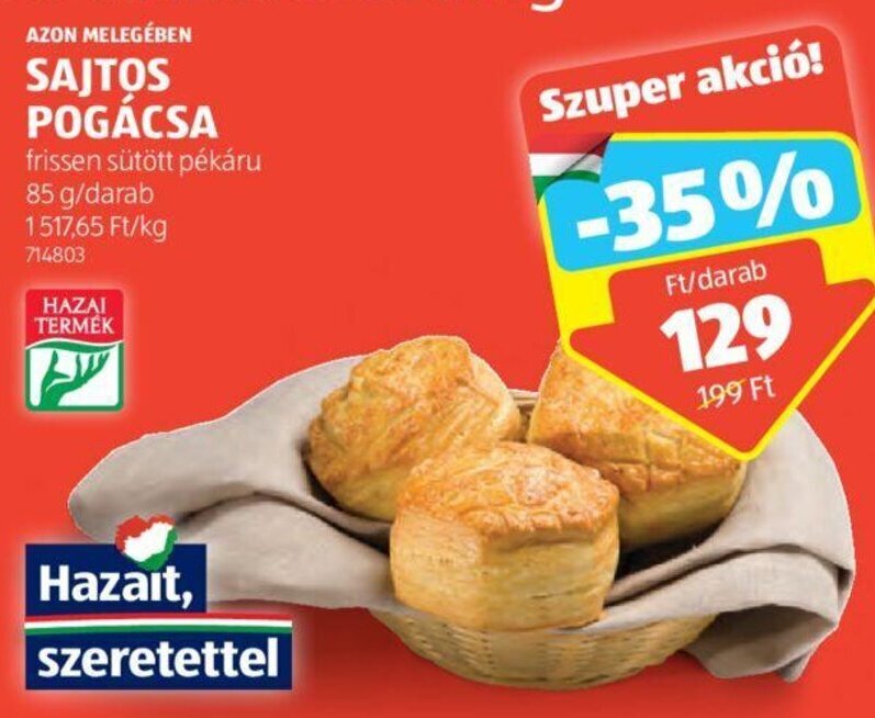 ALDI AZON MELEGÉBEN SAJTOS POGÁCSA 85 g ajánlat