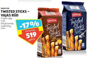 ALDI SNACK FUN TWISTED STICKS - VAJAS RÚD 150 g ajánlat