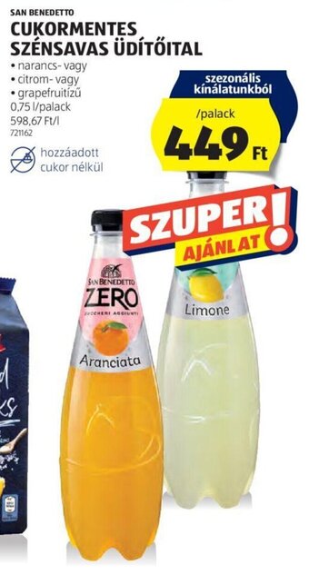 ALDI SAN BENEDETTO CUKORMENTES SZÉNSAVAS ÜDÍTŐITAL 0,75 l ajánlat