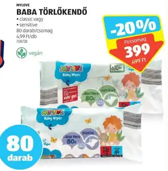 ALDI MYLOVE BABA TÖRLÖKENDŐ 80 db ajánlat