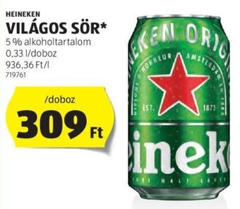 ALDI HEINEKEN VILÁGOS SÖR 0,33 l ajánlat