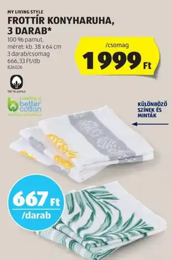 ALDI MY LIVING STYLE FROTTIR KONYHARUHA 3 db ajánlat