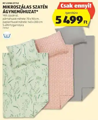 ALDI MY LIVING STYLE MIKROSZÁLAS SZATÉN ÁGYNEMŰHUZAT 1 db ajánlat
