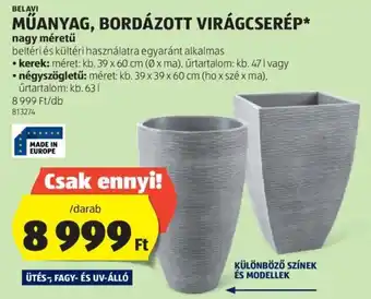 ALDI BELAVI MŰANYAG, BORDÁZOTT VIRÁGCSERÉP, 39x60cm/39x39x60cm ajánlat