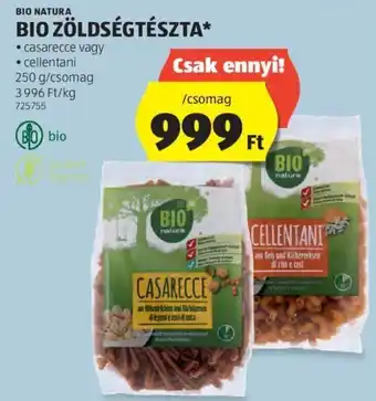 ALDI BIO NATURA, BIO ZÖLDSÉGTÉSZTA, 250g/csomag ajánlat