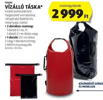 CRANE, VÍZÁLLÓ TÁSKA, csomag/darab