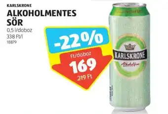 ALDI KARLSKRONE ALKOHOLMENTES SÖR, 0,5l/doboz ajánlat