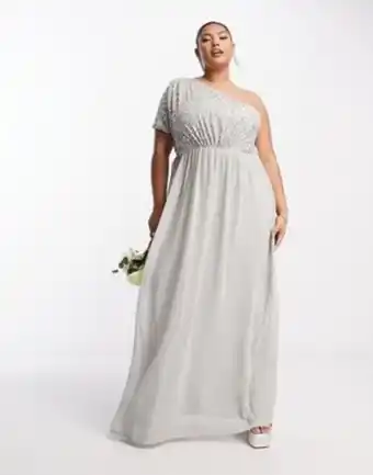 ASOS Beauut plus bridesmaid embellished bodice one shoulder maxi dress in grey ajánlat