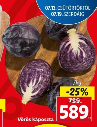 Lidl Vörös káposzta 1 kg ajánlat