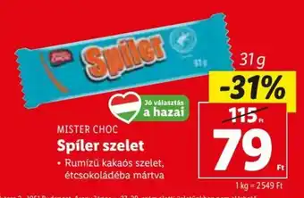 Lidl MISTER CHOC Spíler szelet 31 g ajánlat