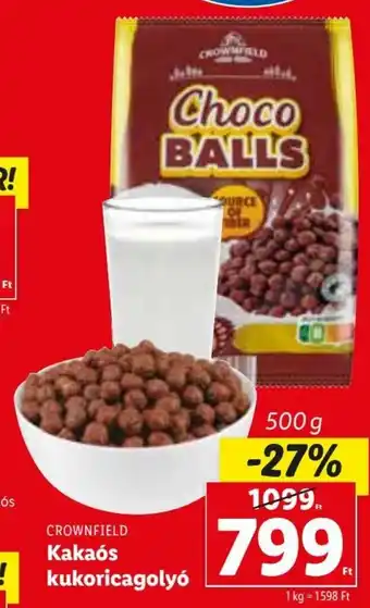 Lidl CROWNFIELD Kakaós kukoricagolyó 500 g ajánlat
