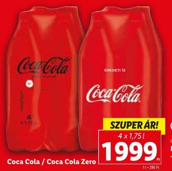Lidl Coca Cola / Coca Cola Zero 4 x 1,75 l ajánlat