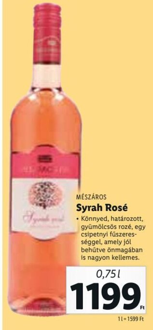 Lidl MÉSZÁROS Syrah Rosé 0,75 l ajánlat
