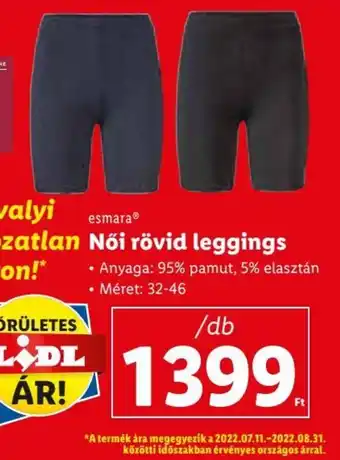 Lidl esmara Női rövid leggings 1 db ajánlat