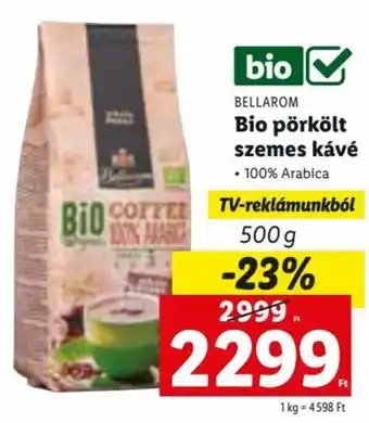Lidl BELLAROM Bio pörkölt szemes kávé 500 g ajánlat