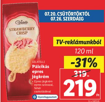 Lidl GELATELLI Pálcikás epres jégkrém 120 ml ajánlat