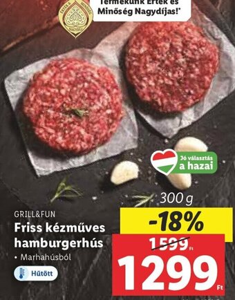 Lidl GRILL&FUN Friss kézműves hamburgerhús 300 g ajánlat
