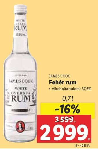 JAMES COOK Fehér rum 0,7 l