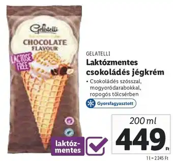 Lidl GELATELLI Laktózmentes csokoládés jégkrém 200 ml ajánlat