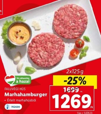 Lidl FALUVÉGI HÚS Marhahamburger 2 x 125 g ajánlat
