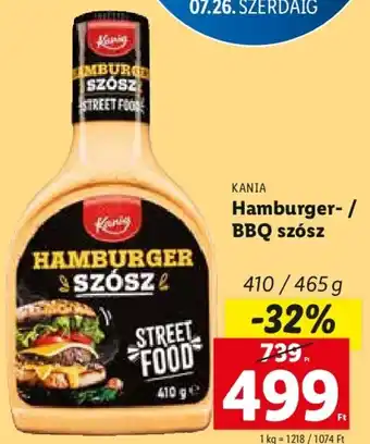 Lidl KANIA Hamburger- / BBQ szósz 410 / 465 g ajánlat